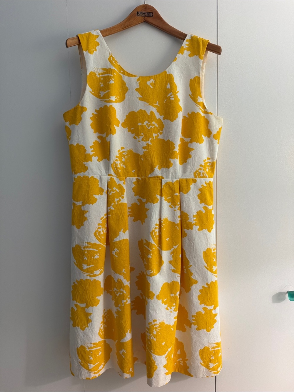 Talbots White and Yellow Floral Midi Dress with pockets
